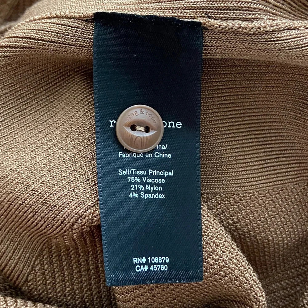 Rag & Bone Pacey Button Down Midi Dress Ribbed Knit in Light Brown size XXS - Picture 7 of 8